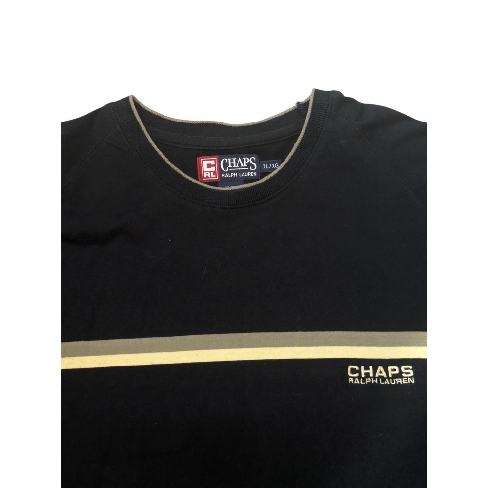 Chaps Ralph Lauren Men's XL Black Striped‎ Crewneck Sweatshirt Pullover